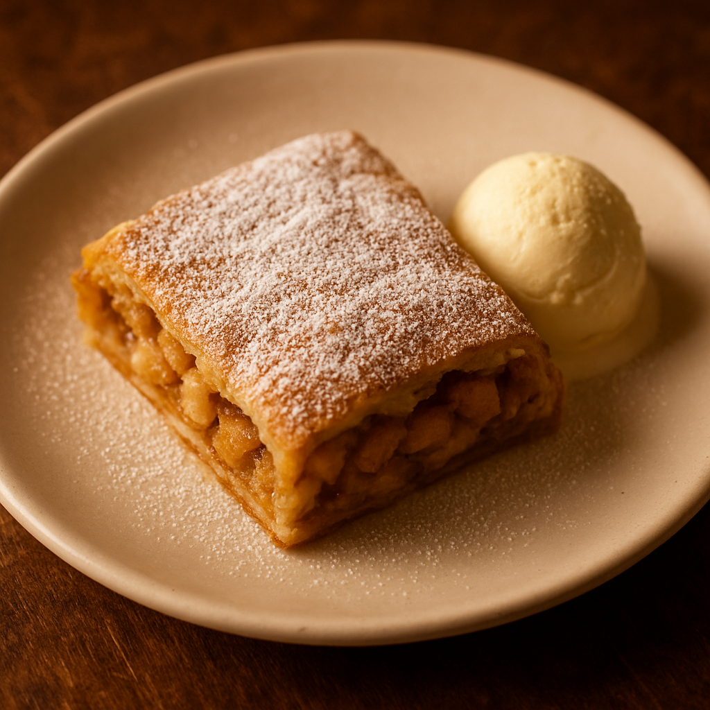 Apfelstrudel mit Vanille-Glacé
