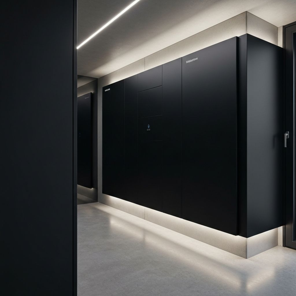 Moderner Stromspeicher / Batteriespeicher in einem Technikraum